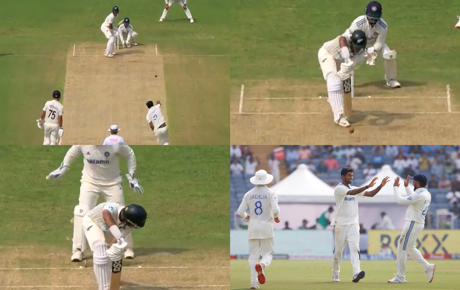 IND v NZ 2024 WATCH Washington Sundar castles Rachin Ravindra with a