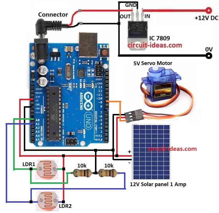 Solar Tracking Circuit using Arduino - Circuit Ideas for You
