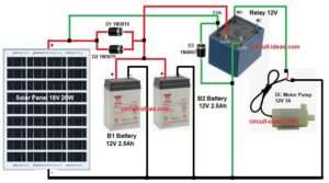 Solar Water Pump Circuit using Battery and Relay - Circuit Ideas for You