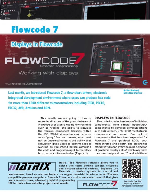 Flowcode 7 (Part 2) Displays in Flowcode (Sponsor Matrix) Circuit