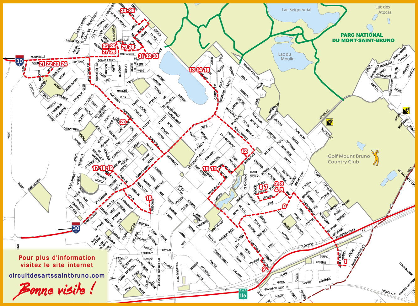 Carte du circuit Circuit des Arts de SaintBrunodeMontarville