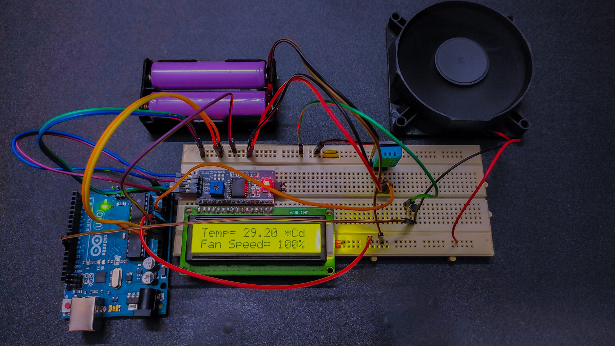Arduino Temperature Controlled Fan Using DHT11 Sensor