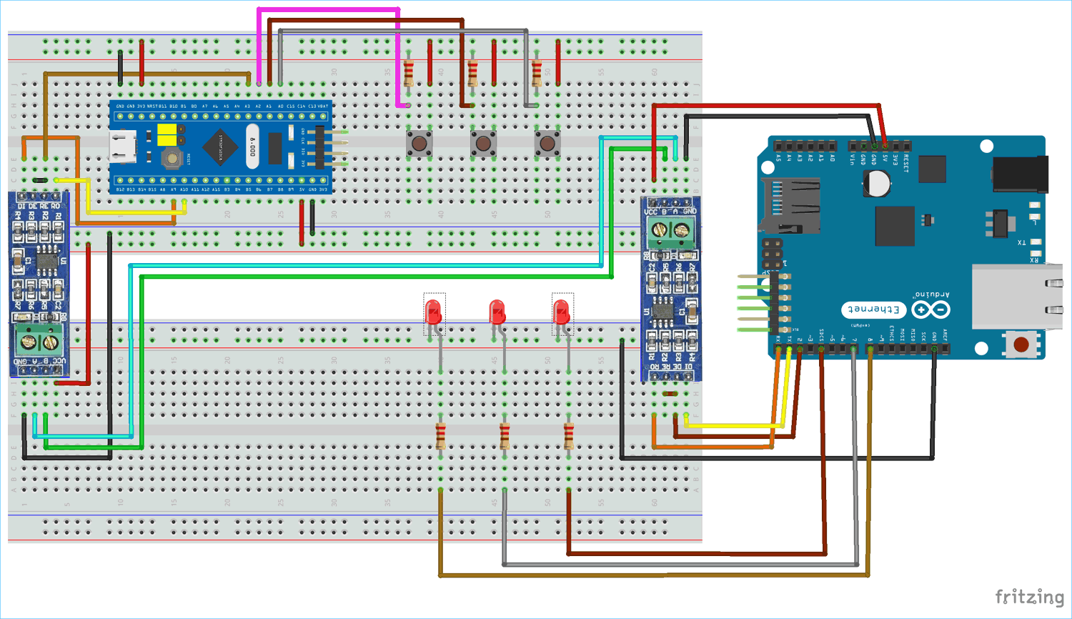 Serial Communication Between STM32F103C8 and Arduino UNO using RS485
