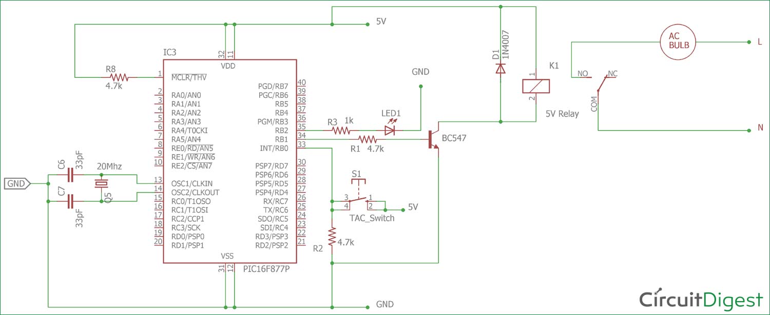 Relay Interfacing with PIC Microcontroller PIC16F877A