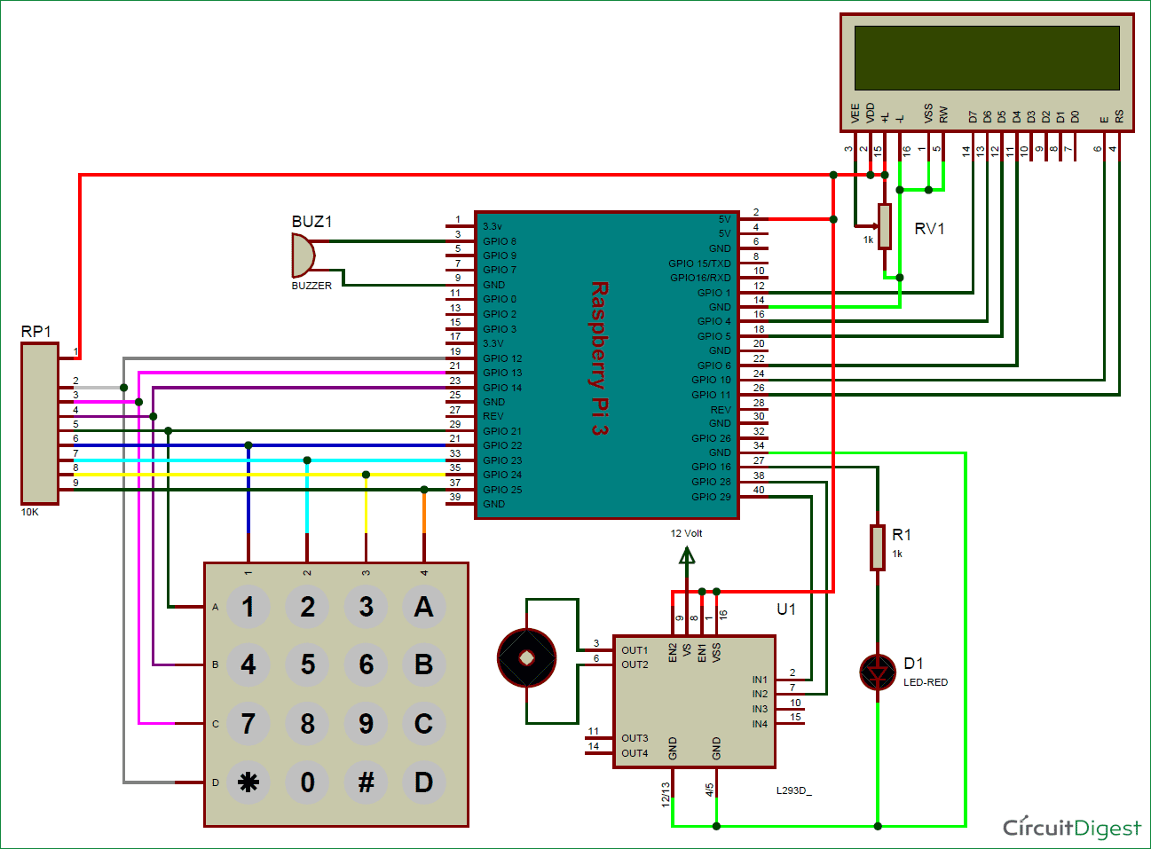 Wireless Door Lock System Circuit Diagram