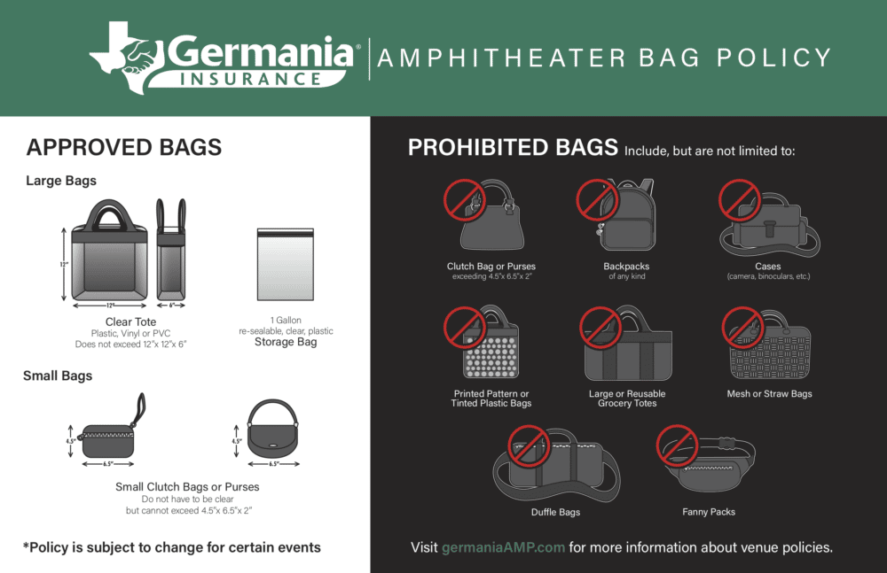 Germania Insurance Amphitheater Announces New Bag & Lawn Policies for
