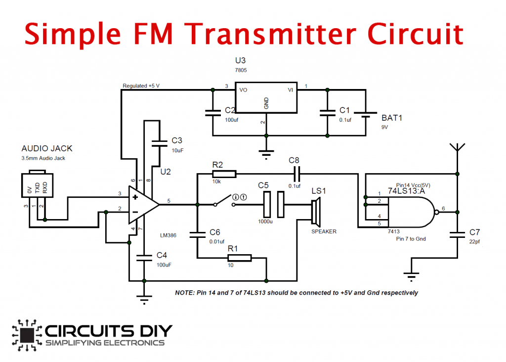 Simple Fm Transmitter Circuit Design - Circuit Diagram
