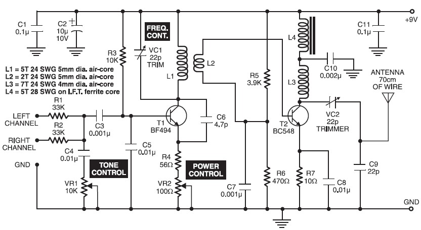 Good Quality 500M FM Transmitter - Circuit Scheme