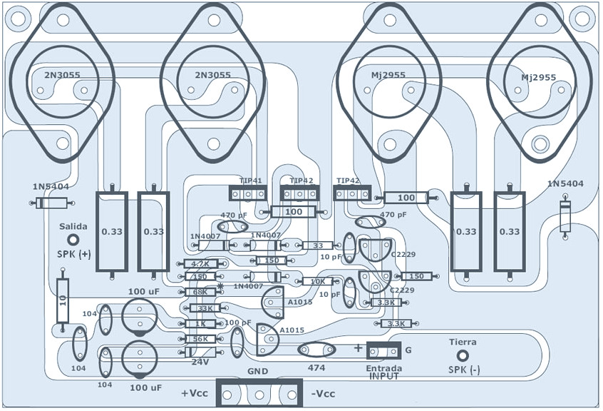 120W Power Amplifier + Power Supply Circuit Scheme