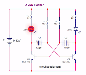 A Circuit Diagram For The Conditional (led) 230 V Flasher Ci