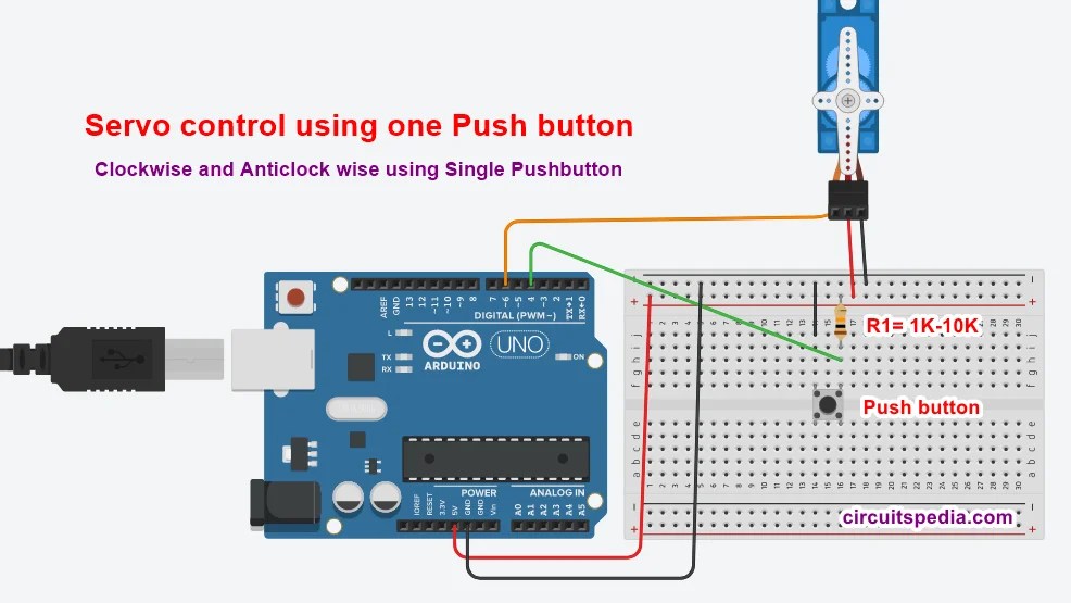 Arduino Servo Motor Control Using Potentiometer Push Button