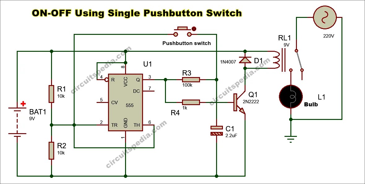 Single Push On Off Latch Switch