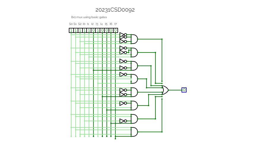 CircuitVerse - 8x1 mux using basic gates