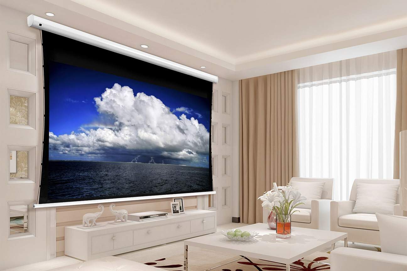 Tauten Series Motorized, Tab Tensioned Home Theatre Projector Screen