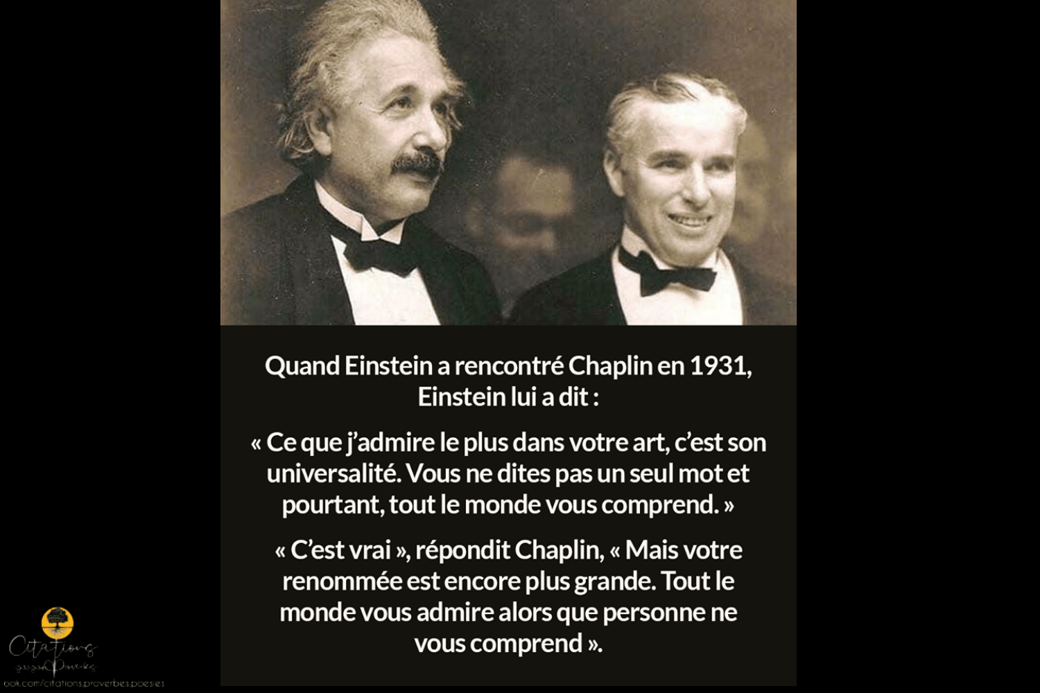 Quand les grands esprits se rencontrent Chaplin / Einstein Citations
