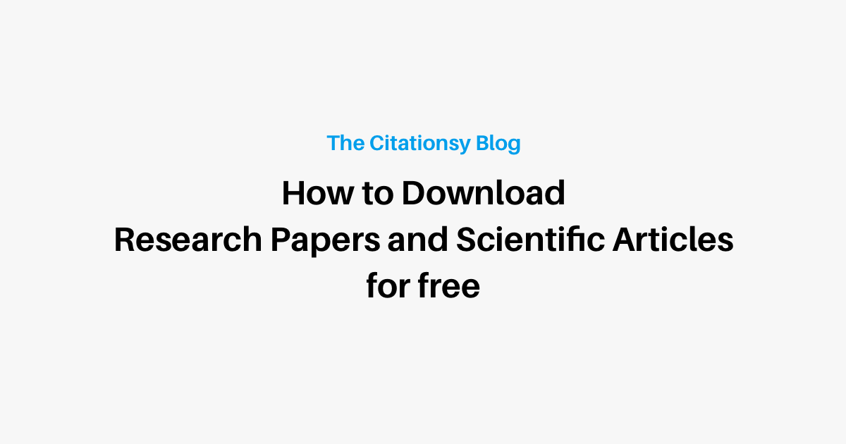 Download Research Papers and Scientific Articles for free (SciHub
