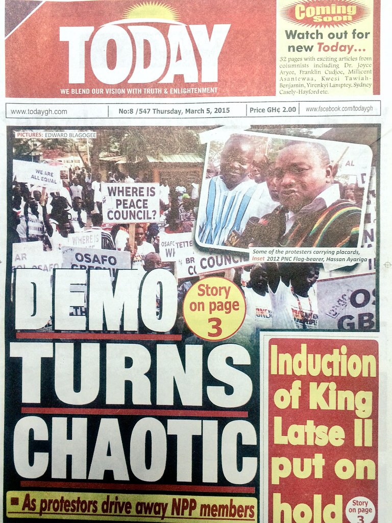 Newspaper Headlines for Thursday, 5th March, 2015