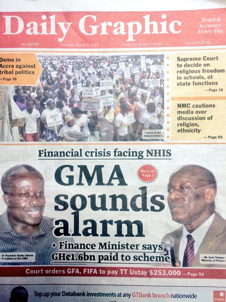 Newspaper Headlines for Thursday, 5th March, 2015
