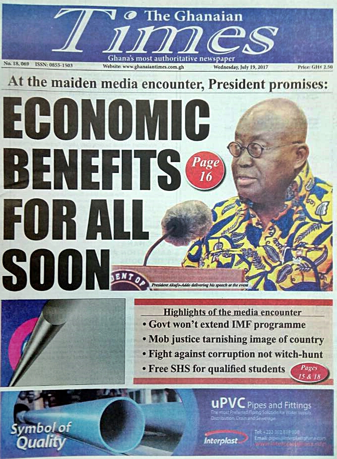 Newspaper headlines Wednesday, July 19, 2017