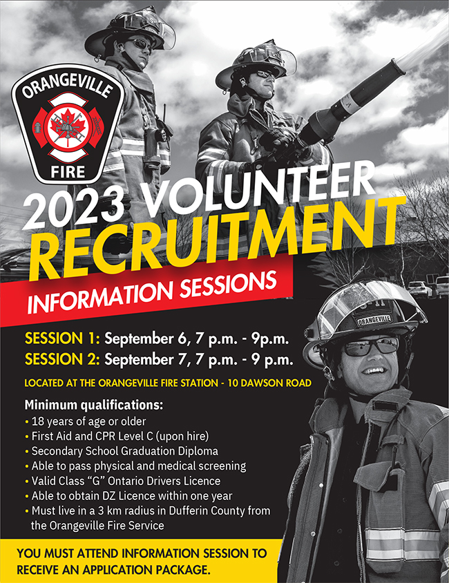 Orangeville Fire to host information sessions on volunteer firefighter