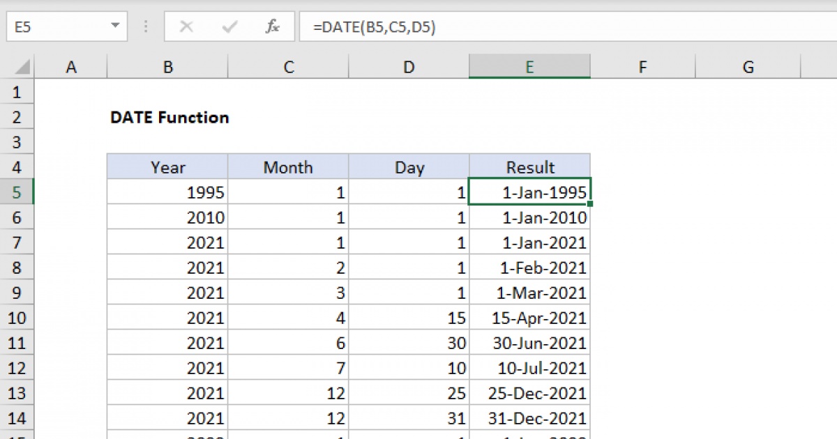 How to Use the Excel DATE Function CitizenSide