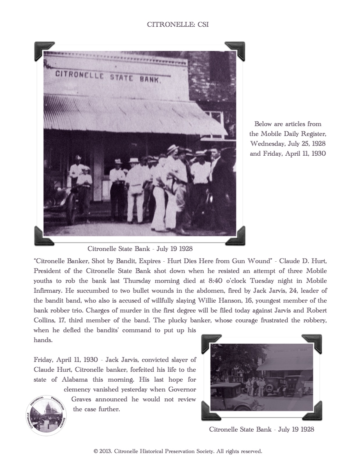 Citronelle Historical Preservation Society About Citronelle, Alabama