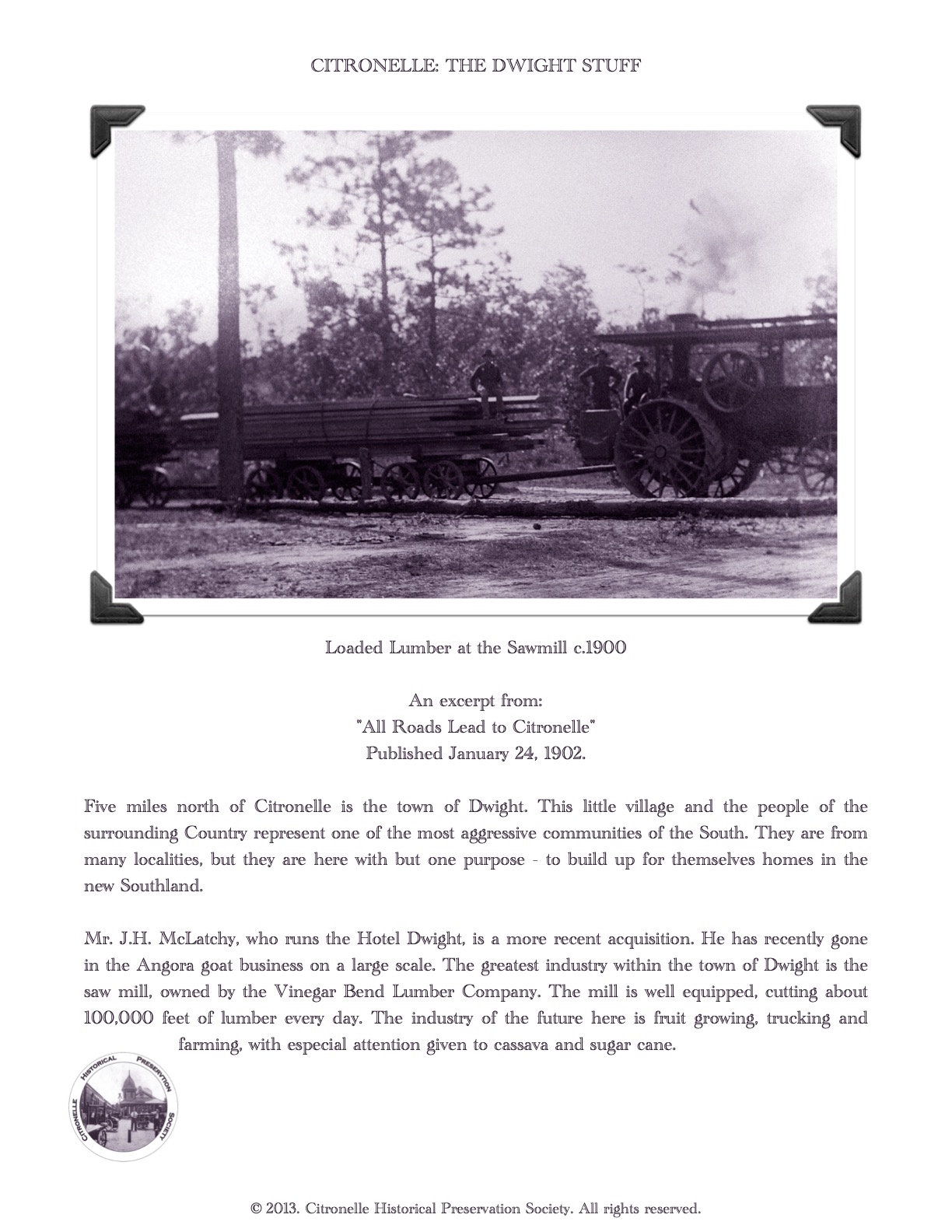 Citronelle Historical Preservation Society About Citronelle, Alabama