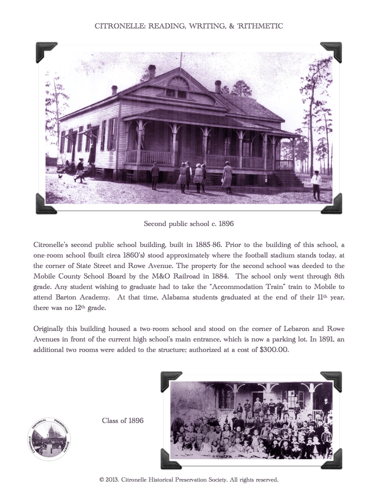Citronelle Historical Preservation Society About Citronelle, Alabama