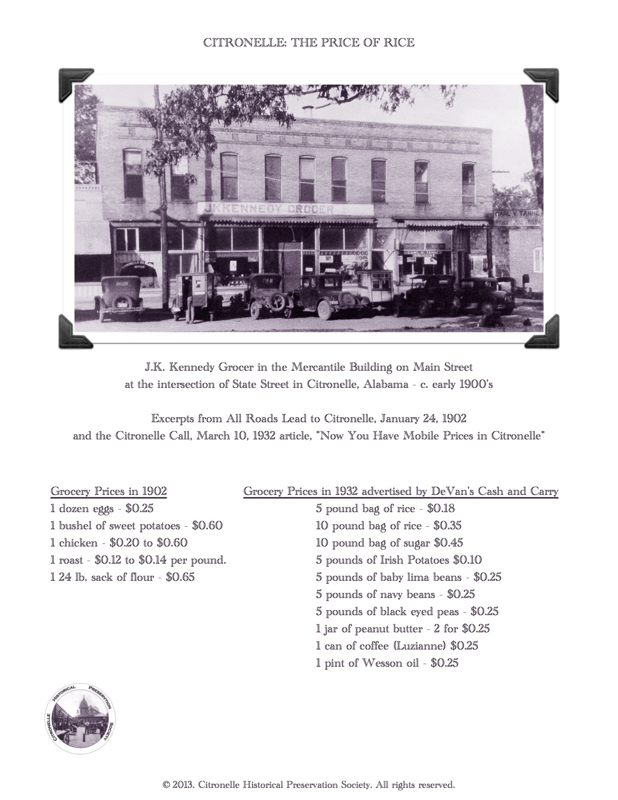 Citronelle Historical Preservation Society About Citronelle, Alabama