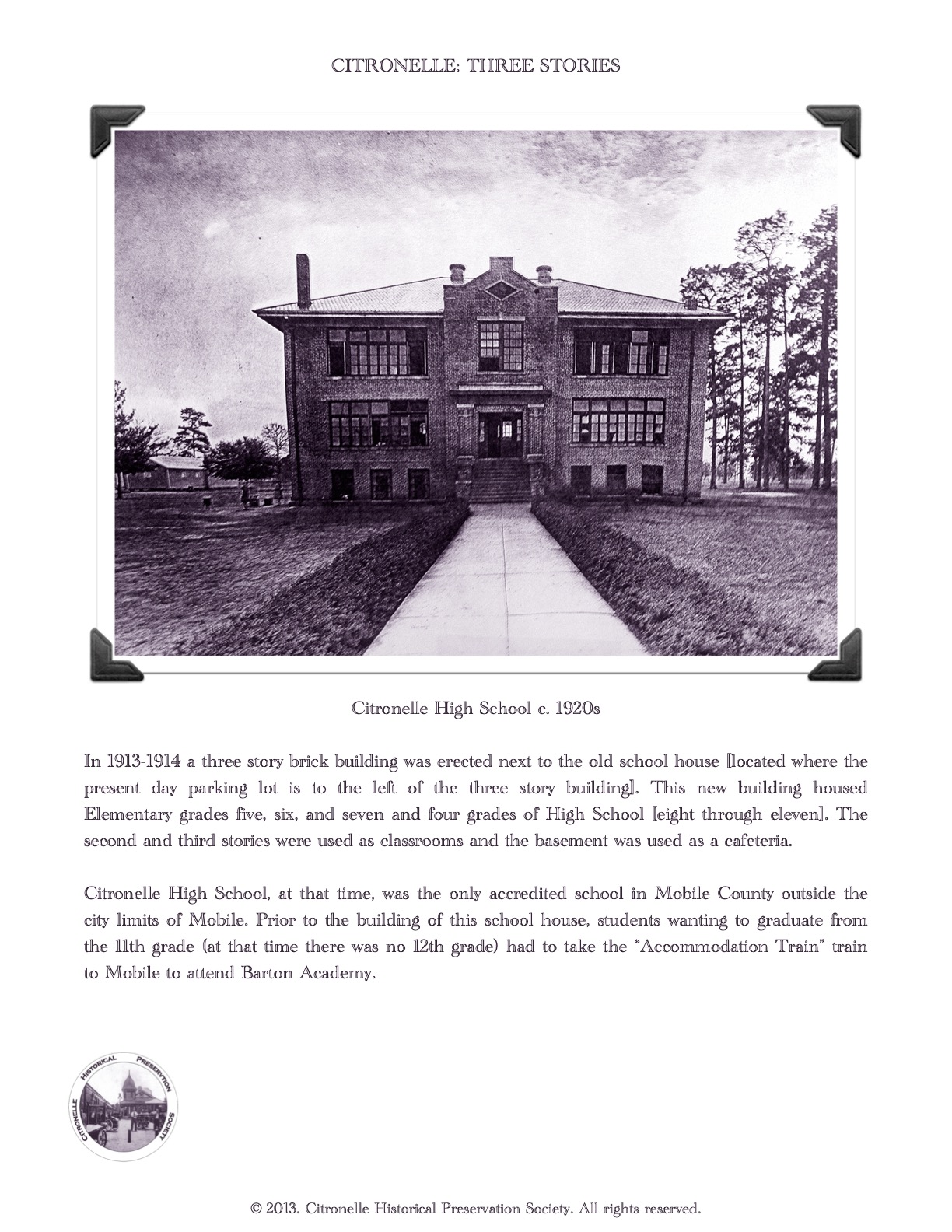 Citronelle Historical Preservation Society About Citronelle, Alabama