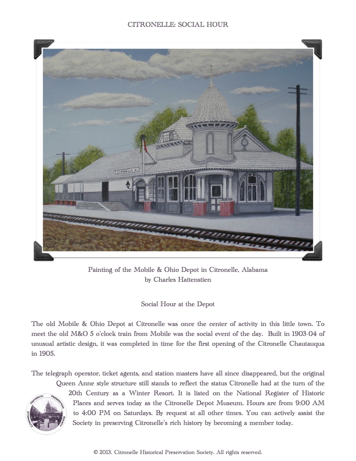 Citronelle Historical Preservation Society About Citronelle, Alabama