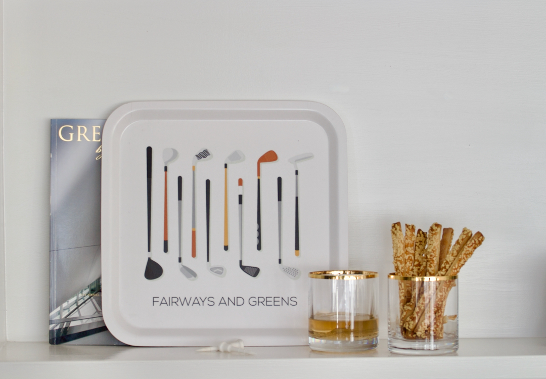 Fyrkantig bricka med Golfklubbor Citronelles