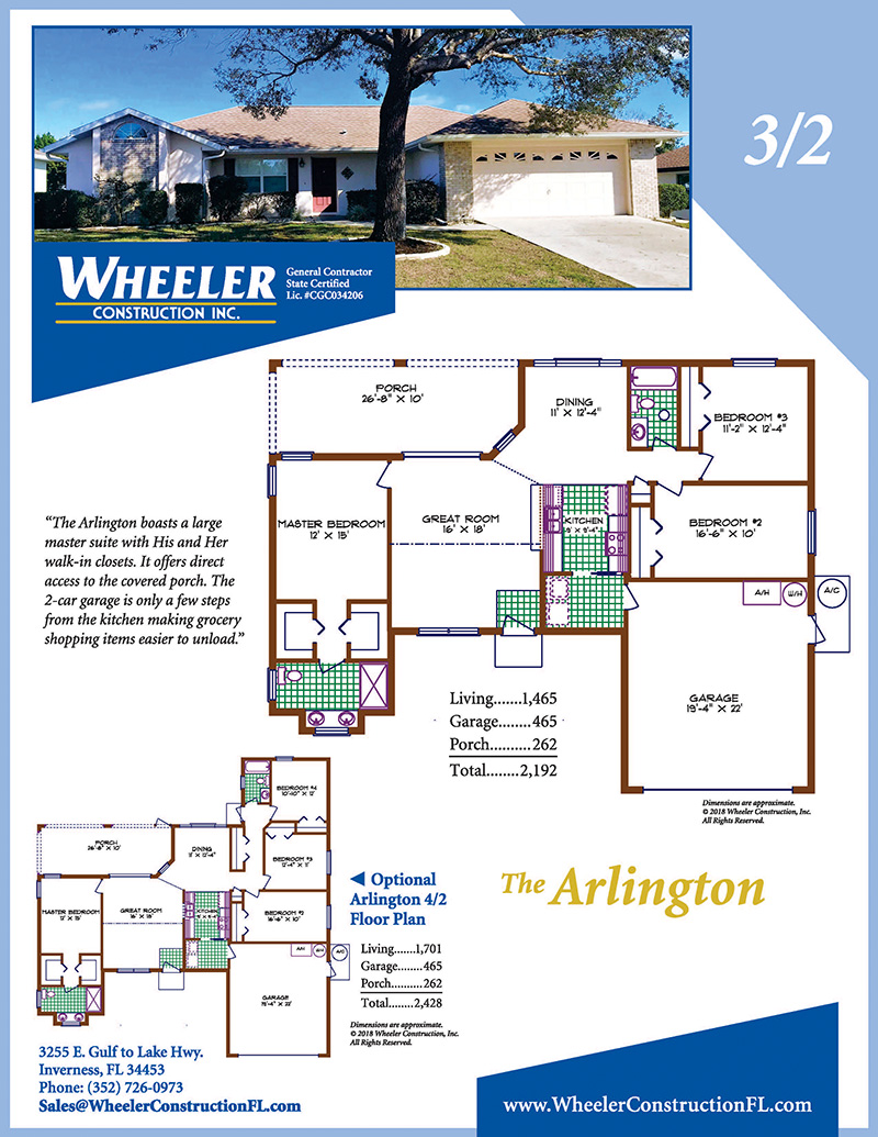 Arlington III Model Home Inverness Florida Wheeler Construction Inc.
