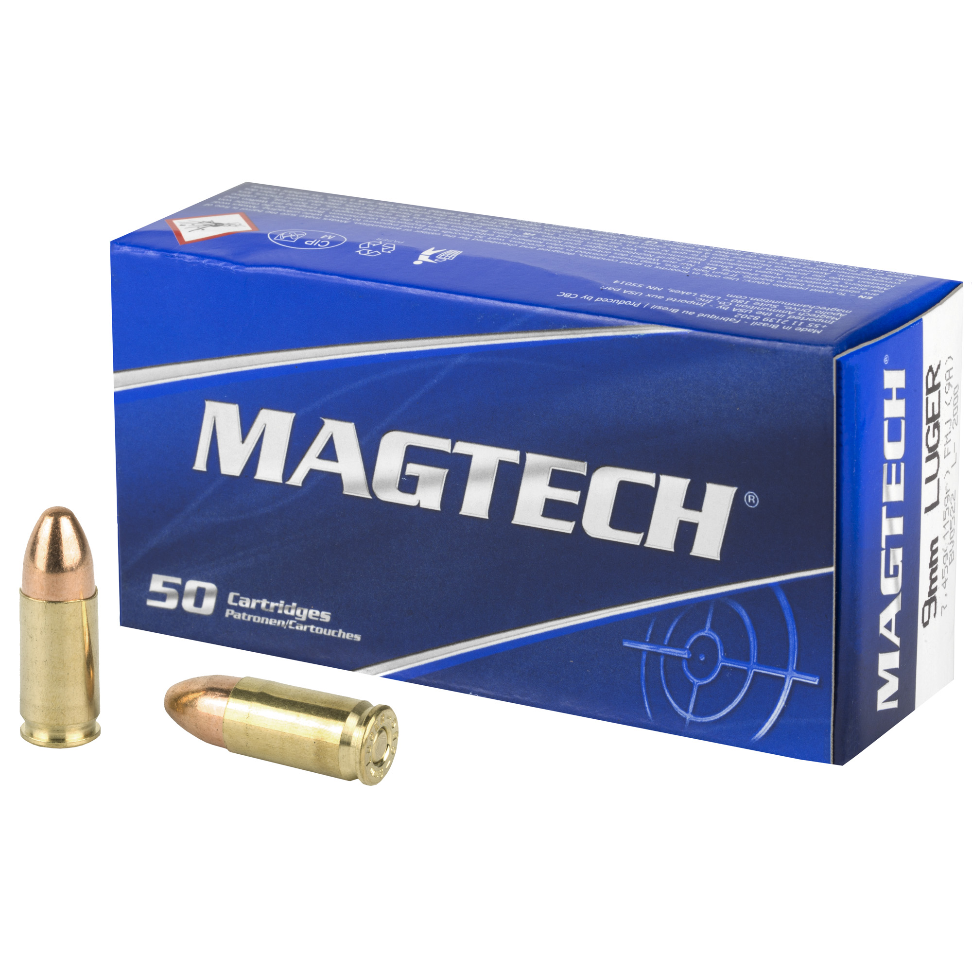 Magtech 9mm Ammunition, 115Gr., FMJ, 50 Rd. Box (9A) City Arsenal