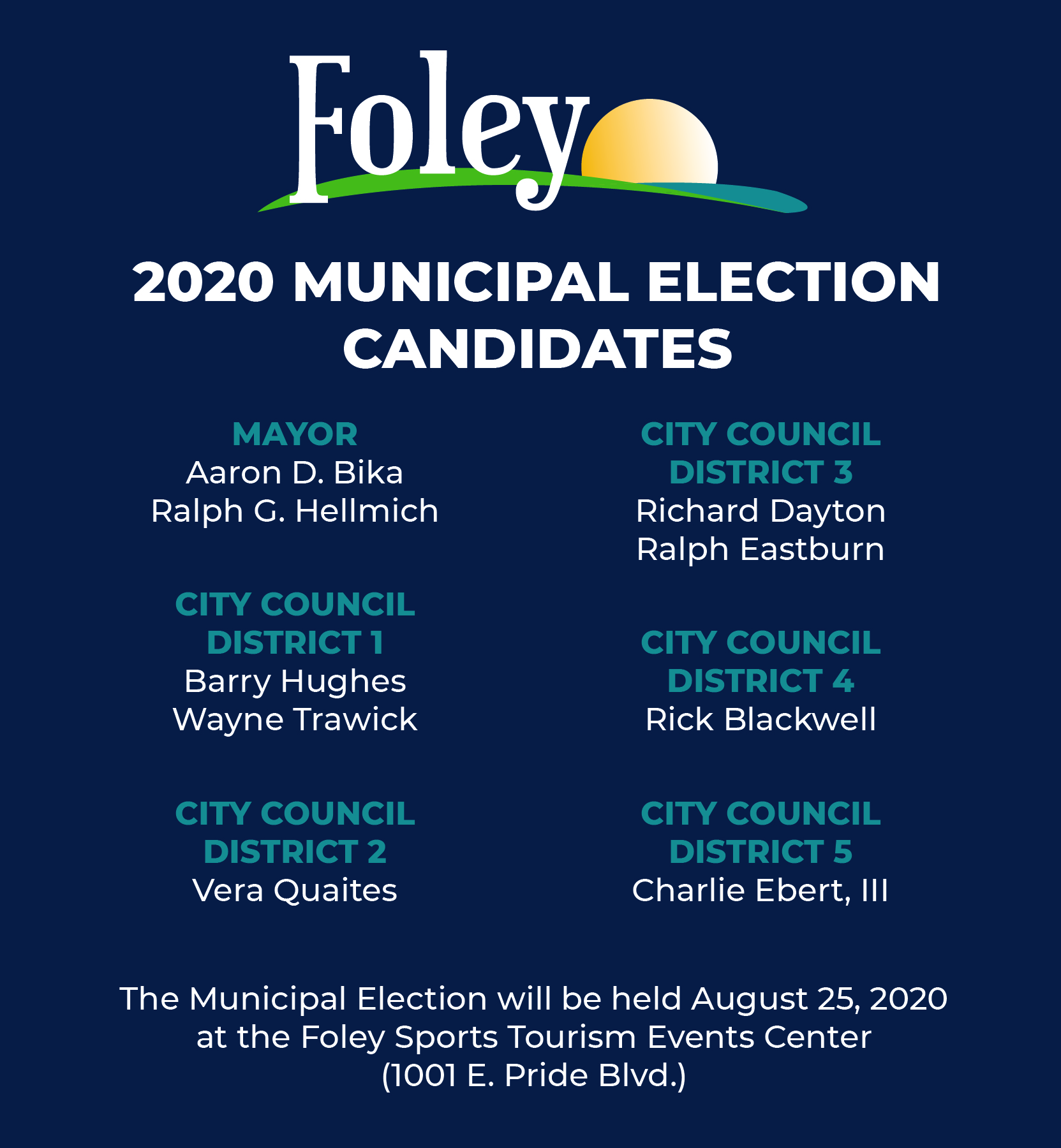 The Foley Municipal Election is today City of Foley