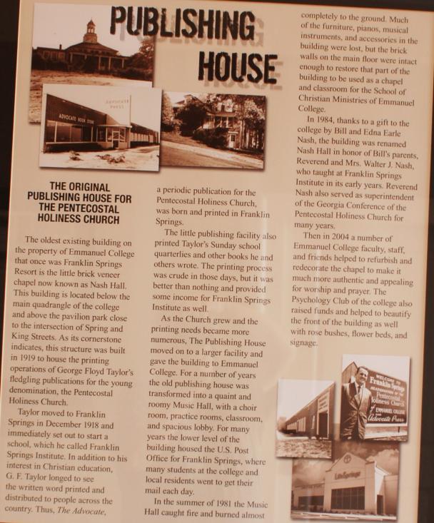 Franklin Springs, GA History