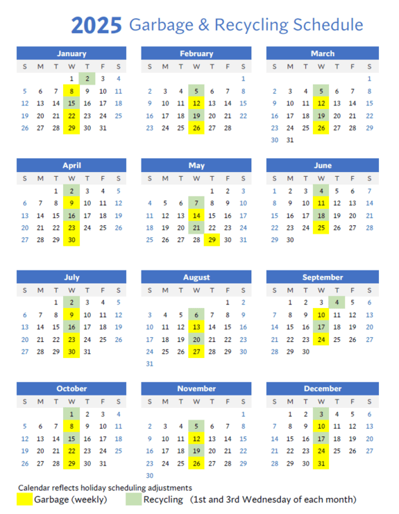 2025 Garbage & Recycling Schedule Printable(06)