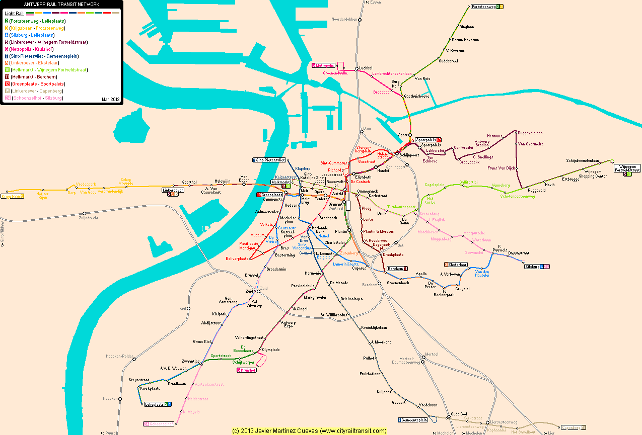 Antwerp Real Distance Metro Map