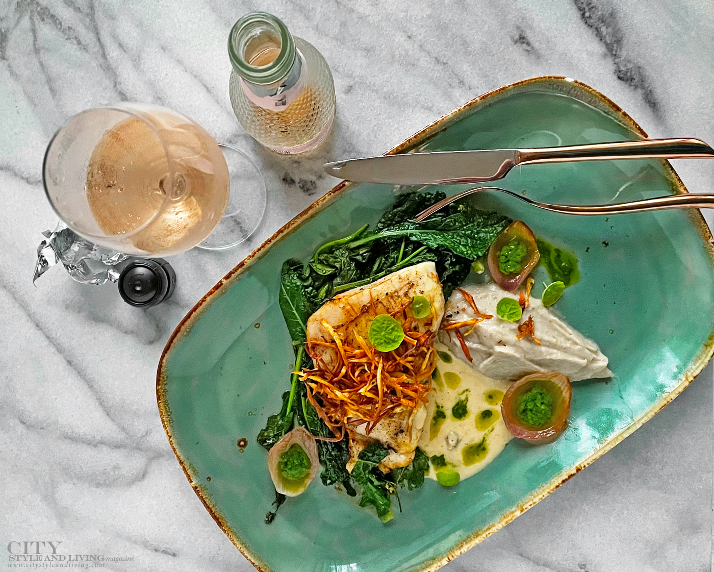 Seared Wild Pacific Halibut with Jerusalem Artichoke Puree, Herb oil