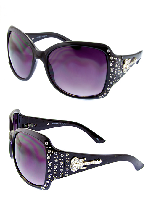 RockinGlam Guitar Rhinestone Sunglasses City Sunglass