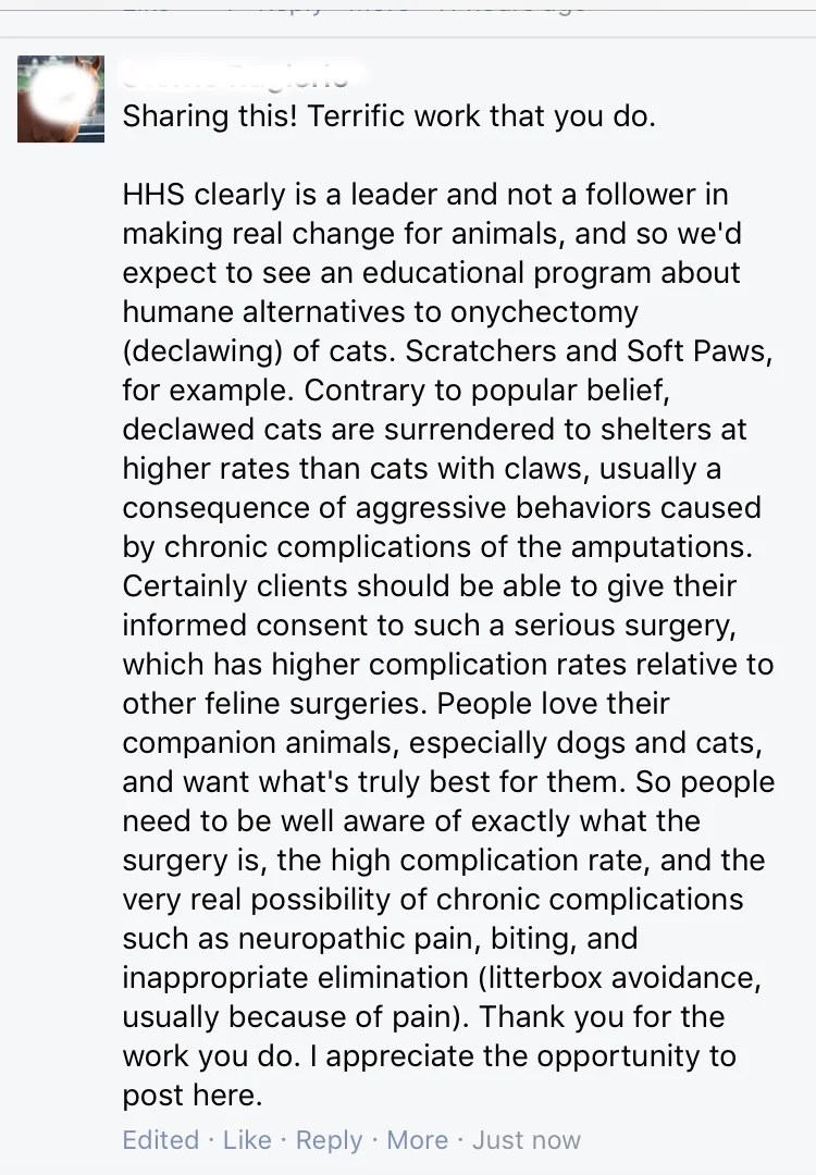 Houston Humane Society Declaws Cats. Update The HHS stopped declawing