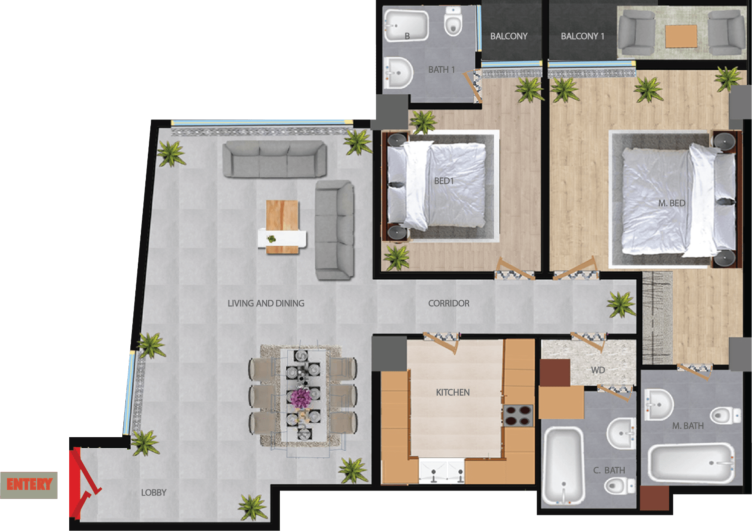 Floor Layout City View Apartment