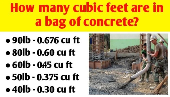 How many cubic feet are in a bag of concrete Civil Sir
