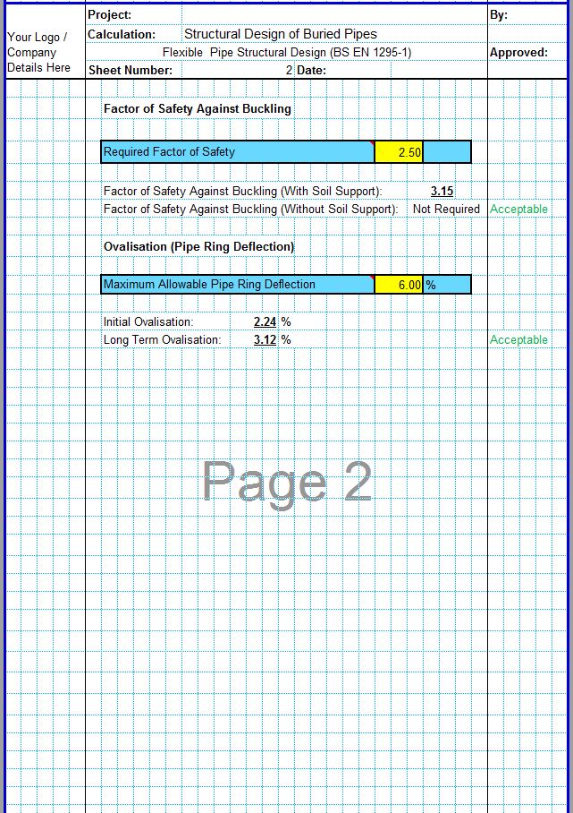 Buried Pipe Design Spreadsheet CivilWeb Spreadsheets