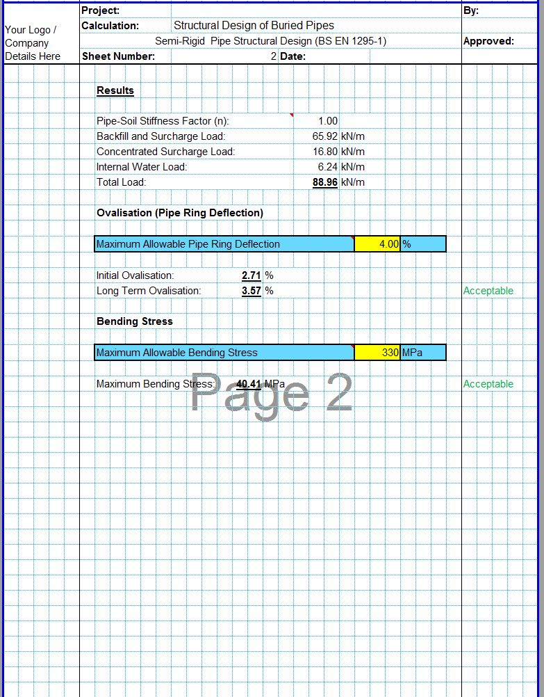 Buried Pipe Design Spreadsheet CivilWeb Spreadsheets