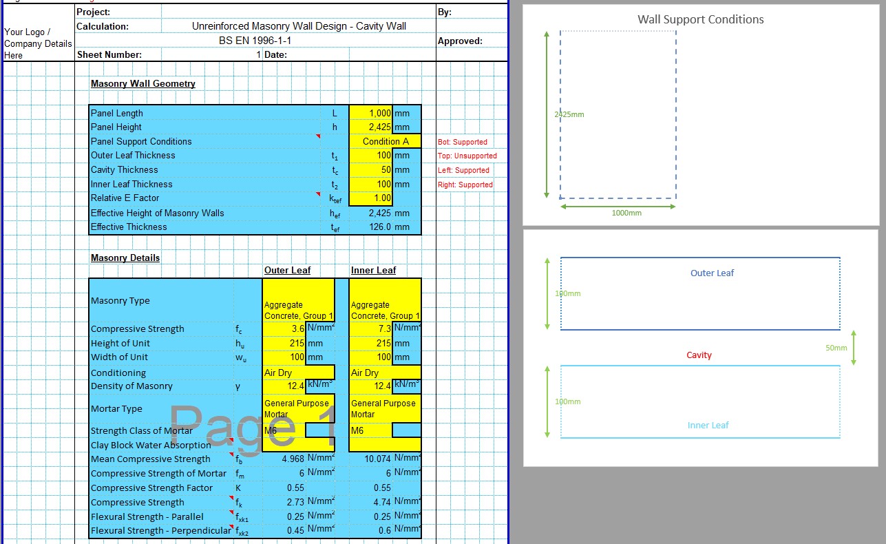 Load Bearing Wall Design Spreadsheet Civil Spreadsheets