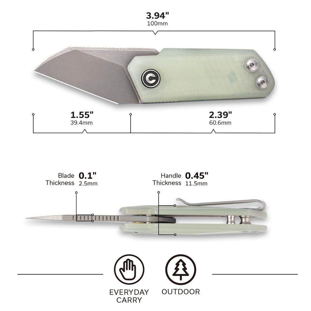 Civivi KiV Slip Joint Knife Natural G10 Handle (1.55″ Gray