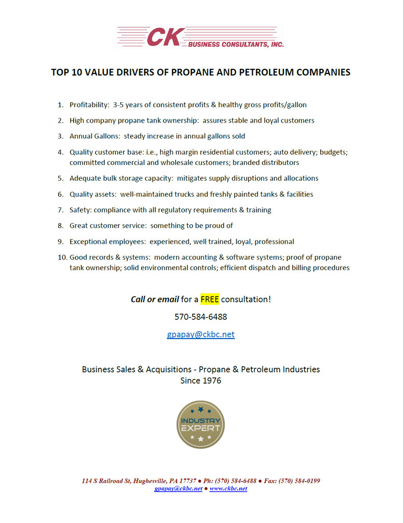 Top 10 Value Drivers of Propane & Petroleum Companies IBG/CK Business