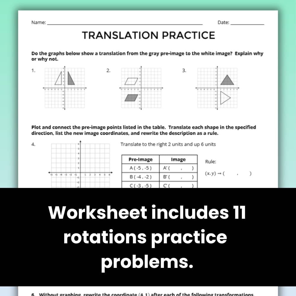 Rotations Practice Worksheet - Practice Rotations on the Coordinate