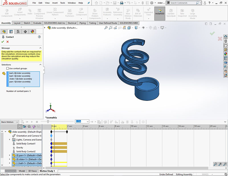 Gravitational Motion in SOLIDWORKS using Gravity property
